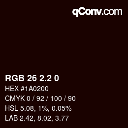 カラーコード: RGB 26 2.2 0 | qconv.com