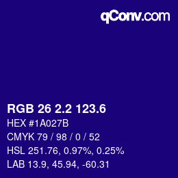 カラーコード: RGB 26 2.2 123.6 | qconv.com