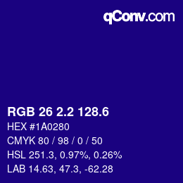 カラーコード: RGB 26 2.2 128.6 | qconv.com