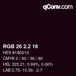 カラーコード: RGB 26 2.2 16 | qconv.com