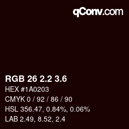 カラーコード: RGB 26 2.2 3.6 | qconv.com