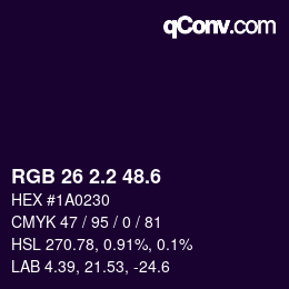 カラーコード: RGB 26 2.2 48.6 | qconv.com
