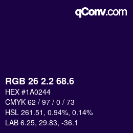 カラーコード: RGB 26 2.2 68.6 | qconv.com