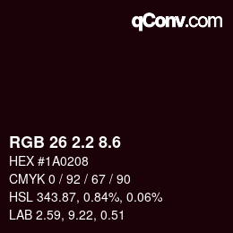 カラーコード: RGB 26 2.2 8.6 | qconv.com