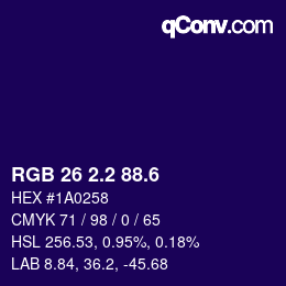 カラーコード: RGB 26 2.2 88.6 | qconv.com