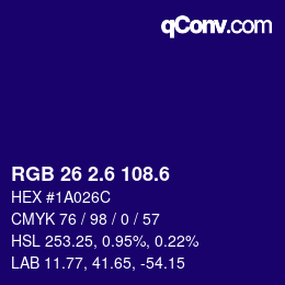 カラーコード: RGB 26 2.6 108.6 | qconv.com