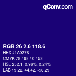 カラーコード: RGB 26 2.6 118.6 | qconv.com