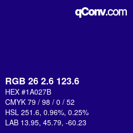 カラーコード: RGB 26 2.6 123.6 | qconv.com