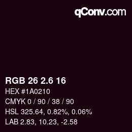 カラーコード: RGB 26 2.6 16 | qconv.com