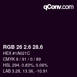 カラーコード: RGB 26 2.6 28.6 | qconv.com