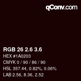 カラーコード: RGB 26 2.6 3.6 | qconv.com