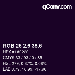 カラーコード: RGB 26 2.6 38.6 | qconv.com