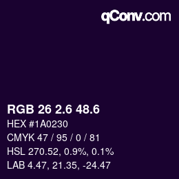 カラーコード: RGB 26 2.6 48.6 | qconv.com