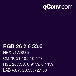 カラーコード: RGB 26 2.6 53.6 | qconv.com