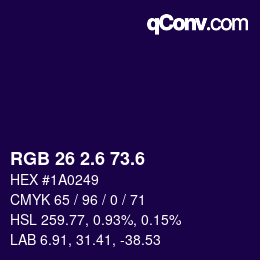 カラーコード: RGB 26 2.6 73.6 | qconv.com