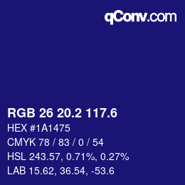 カラーコード: RGB 26 20.2 117.6 | qconv.com