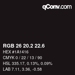 カラーコード: RGB 26 20.2 22.6 | qconv.com