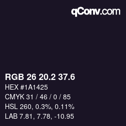 カラーコード: RGB 26 20.2 37.6 | qconv.com