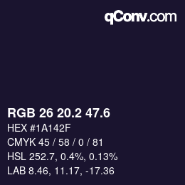 カラーコード: RGB 26 20.2 47.6 | qconv.com