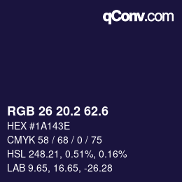 カラーコード: RGB 26 20.2 62.6 | qconv.com