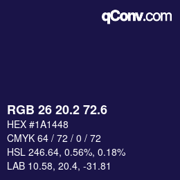 カラーコード: RGB 26 20.2 72.6 | qconv.com