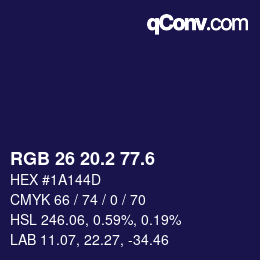 カラーコード: RGB 26 20.2 77.6 | qconv.com