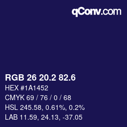 カラーコード: RGB 26 20.2 82.6 | qconv.com