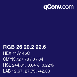 カラーコード: RGB 26 20.2 92.6 | qconv.com