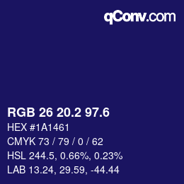 カラーコード: RGB 26 20.2 97.6 | qconv.com