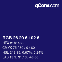 カラーコード: RGB 26 20.6 102.6 | qconv.com