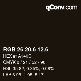 カラーコード: RGB 26 20.6 12.6 | qconv.com