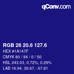 カラーコード: RGB 26 20.6 127.6 | qconv.com