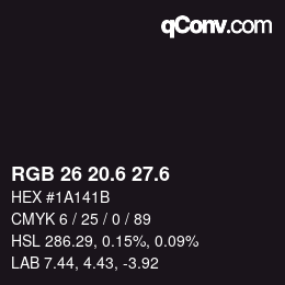 カラーコード: RGB 26 20.6 27.6 | qconv.com