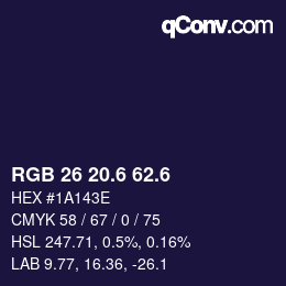 カラーコード: RGB 26 20.6 62.6 | qconv.com