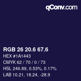 カラーコード: RGB 26 20.6 67.6 | qconv.com