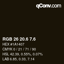 カラーコード: RGB 26 20.6 7.6 | qconv.com