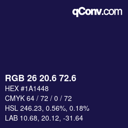 カラーコード: RGB 26 20.6 72.6 | qconv.com