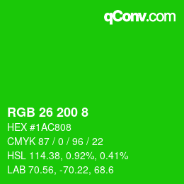 Color code: RGB 26 200 8 | qconv.com