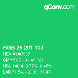 颜色代码: RGB 26 201 103 | qconv.com
