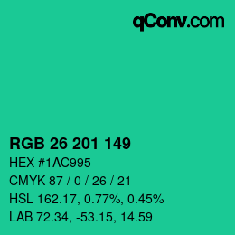 Color code: RGB 26 201 149 | qconv.com