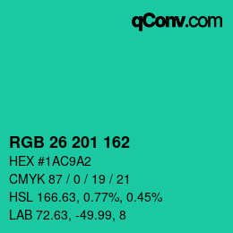 Color code: RGB 26 201 162 | qconv.com