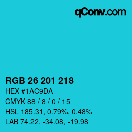 Color code: RGB 26 201 218 | qconv.com