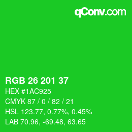 Color code: RGB 26 201 37 | qconv.com