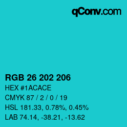 カラーコード: RGB 26 202 206 | qconv.com