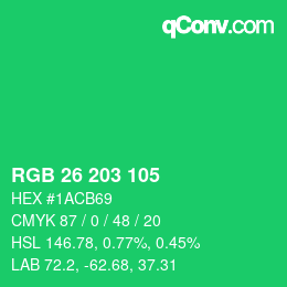 カラーコード: RGB 26 203 105 | qconv.com