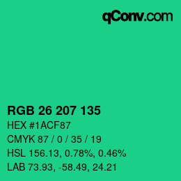 Color code: RGB 26 207 135 | qconv.com