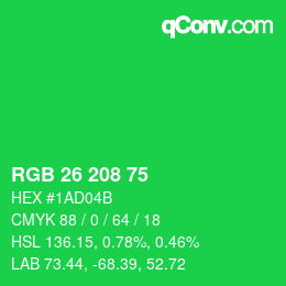 Farbcode: RGB 26 208 75 | qconv.com