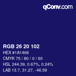 Color code: RGB 26 20 102 | qconv.com