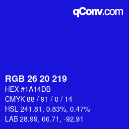 Color code: RGB 26 20 219 | qconv.com
