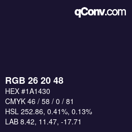カラーコード: RGB 26 20 48 | qconv.com